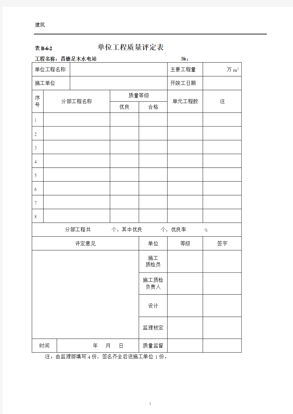 水电工程验收表格