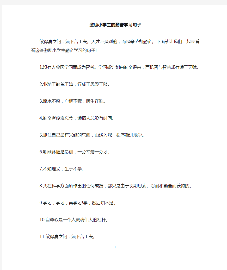 激励小学生的勤奋学习句子