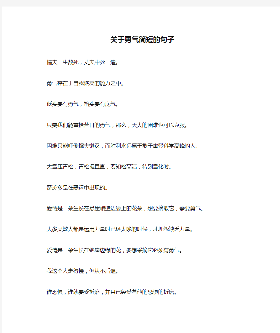 关于勇气简短的句子