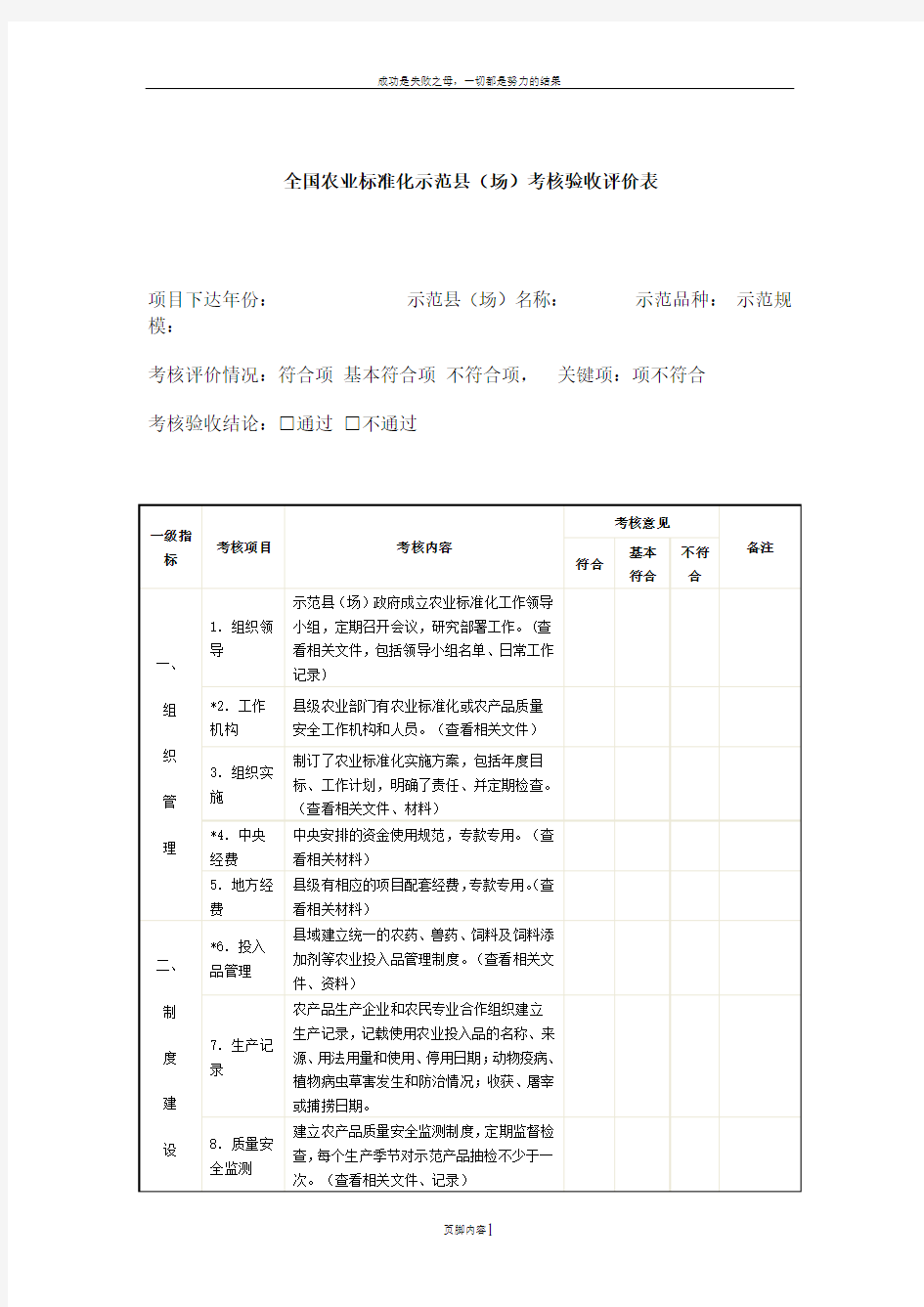 农业标准化工作考核制度