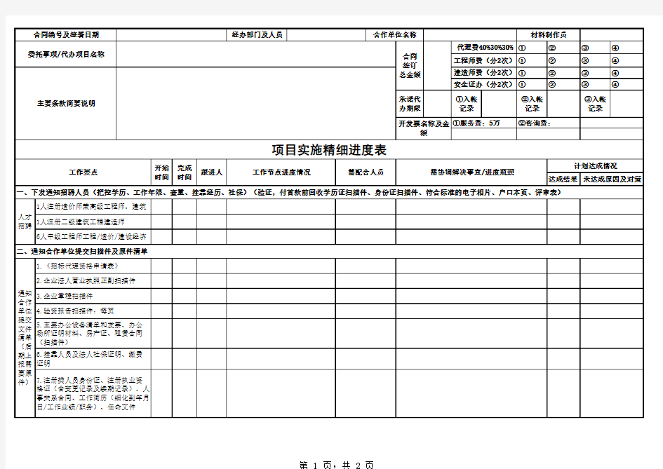 项目实施计划进度表