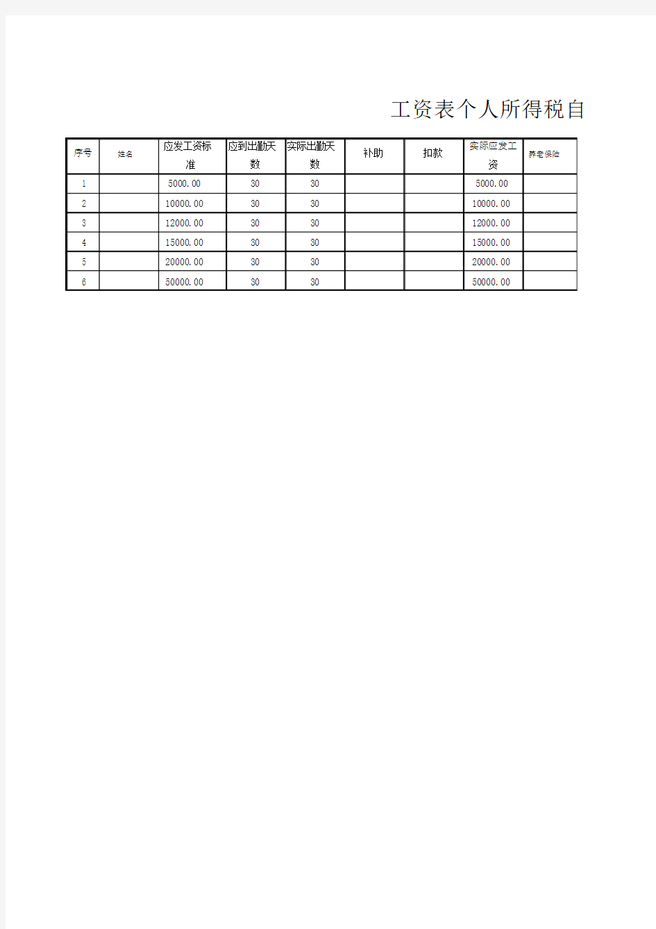 工资表个人所得税自动计算套用表.doc