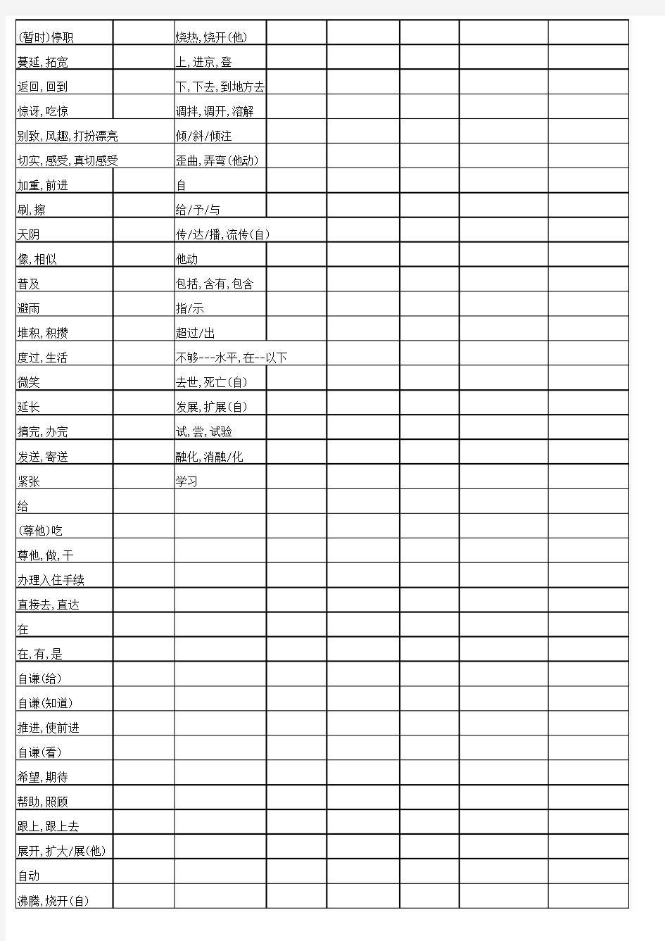 日语中文单词