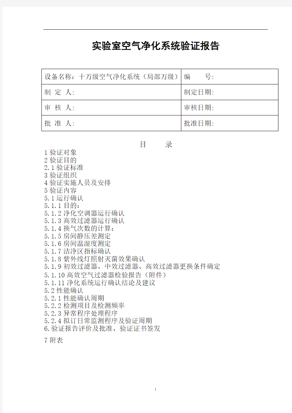 04空气净化系统验证报告