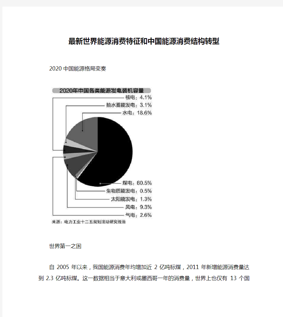 最新世界能源消费特征和中国能源消费结构转型