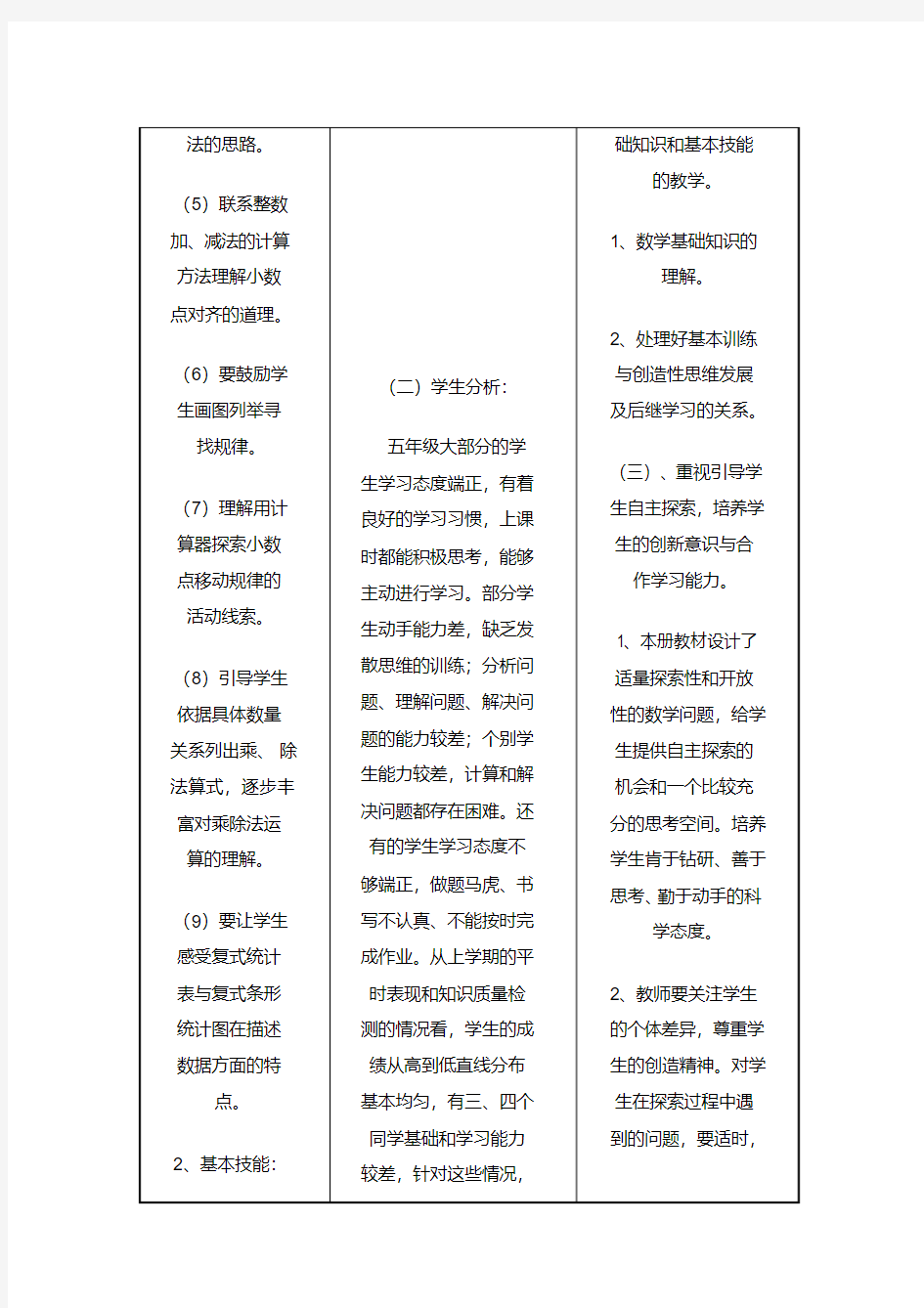 2019-2020学年最苏教版小学五年级数学上册教学计划