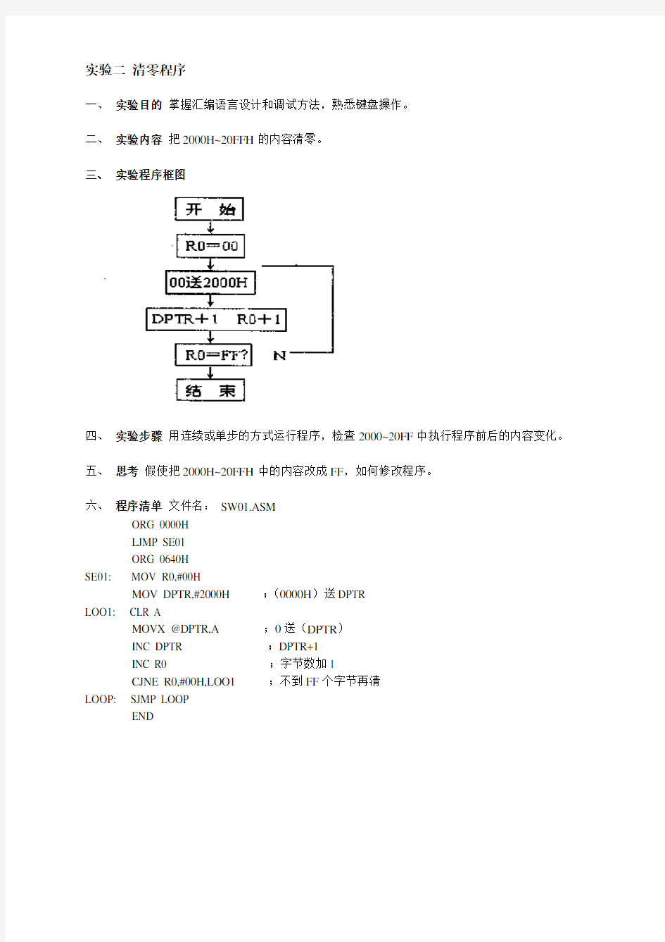 51单片机实验代码