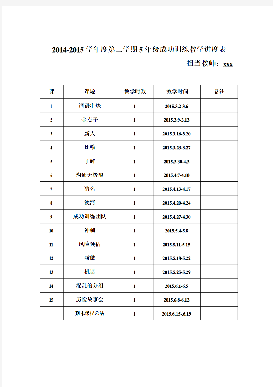 小学五年级下册成功训练教案.doc