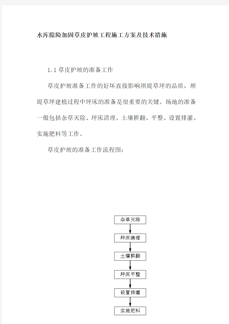 水库除险加固草皮护坡工程施工方案及技术措施