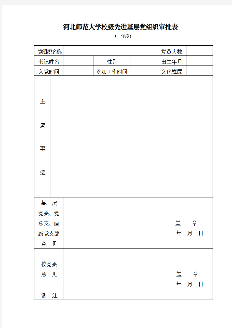 先进党组织审批表