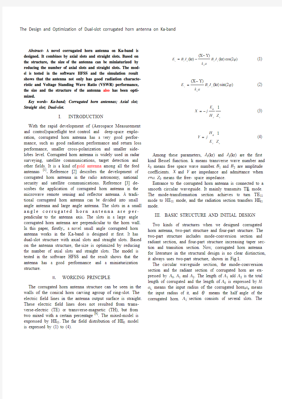 The Design and Optimization of Dual-slot corrugated horn antenna on Ka-band-3