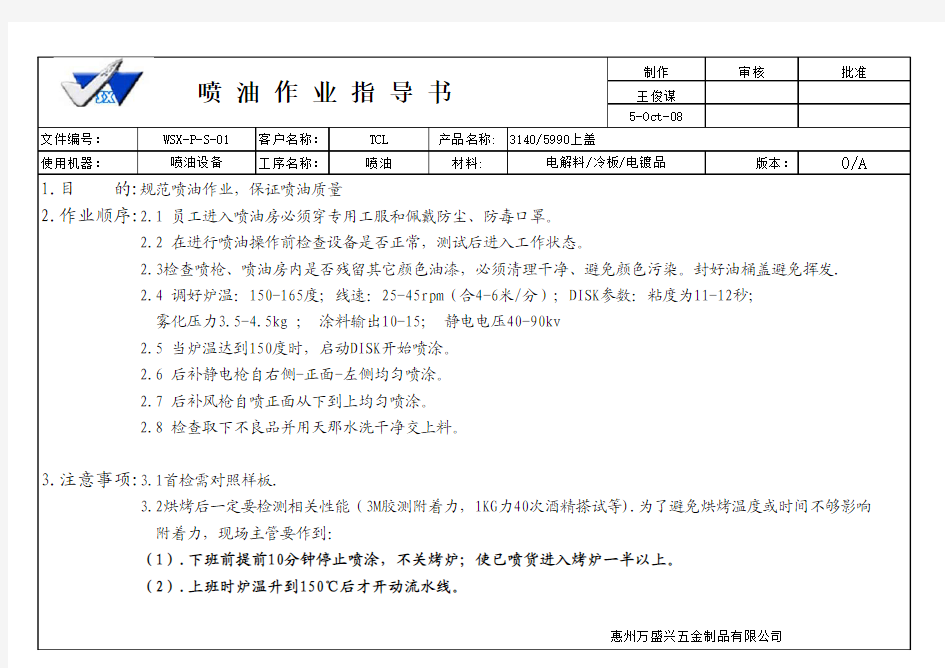 喷油作业指导书