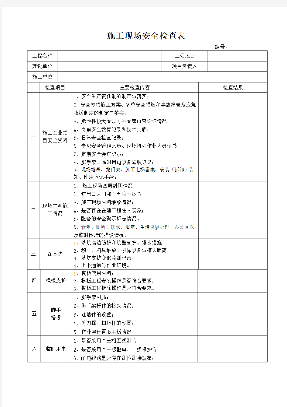 施工现场安全检查表(按季度检查执行)[1]