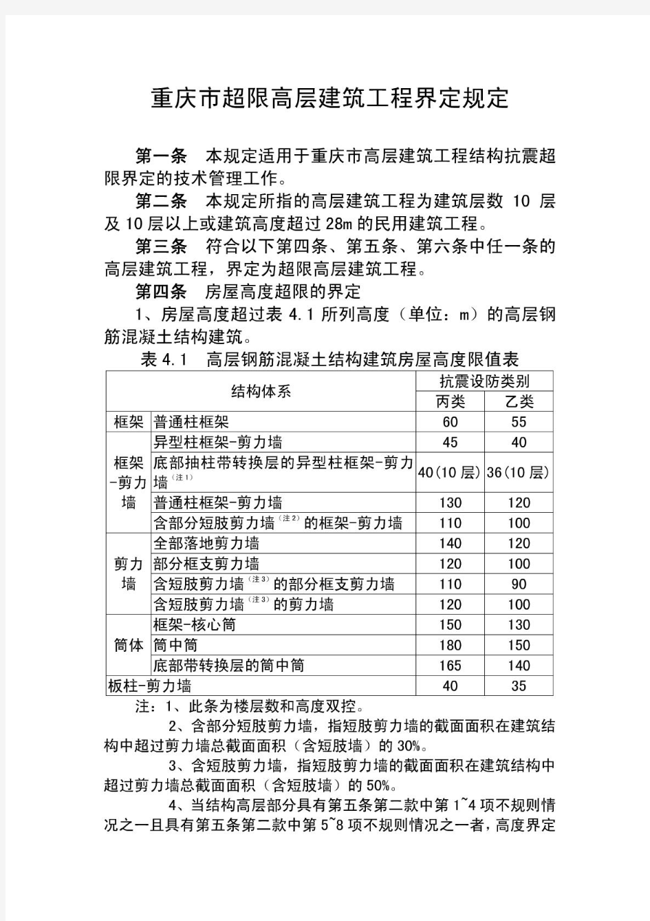 重庆市超限高层建筑工程界定规定