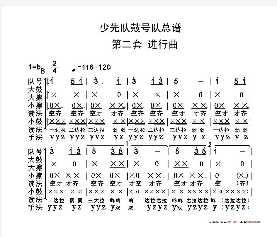 少先队鼓号队总谱第二套进行曲