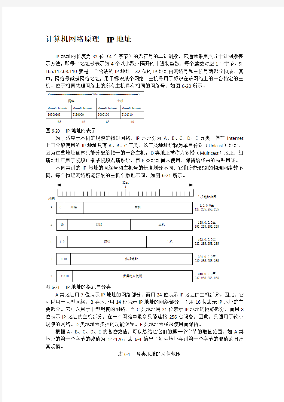 计算机网络原理  IP地址