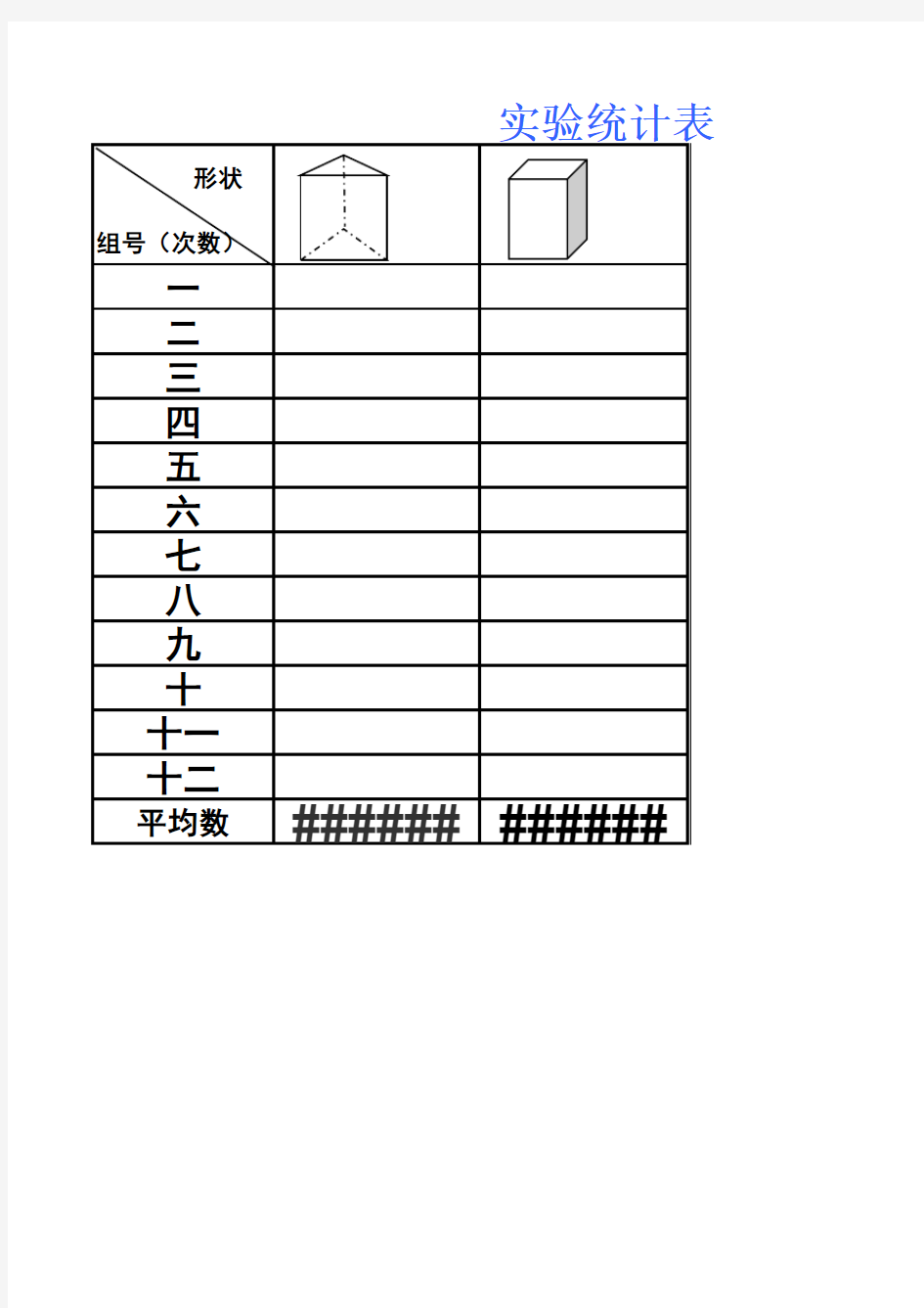 《折形状》实验统计表