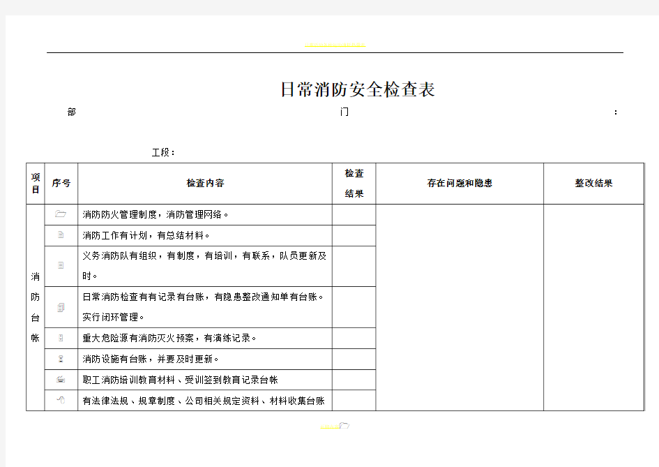 日常消防安全检查表