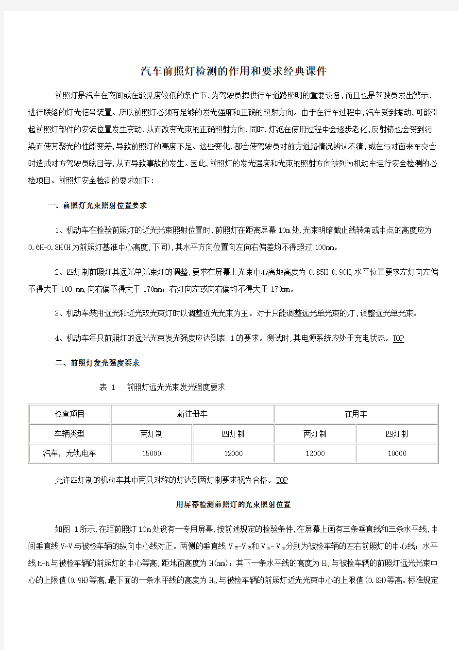 汽车前照灯检测的作用和要求经典课件