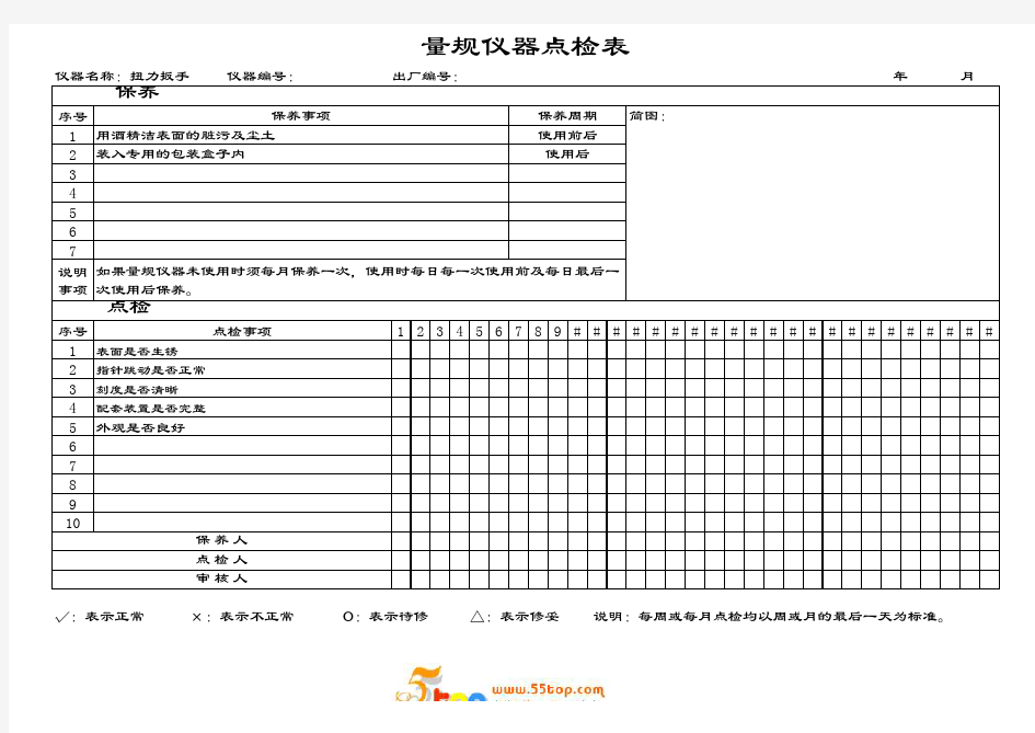 扭力扳手点检表