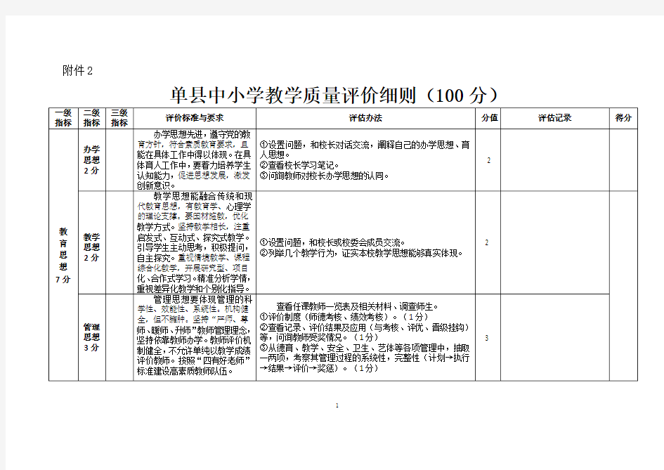 中小学教学质量评价细则