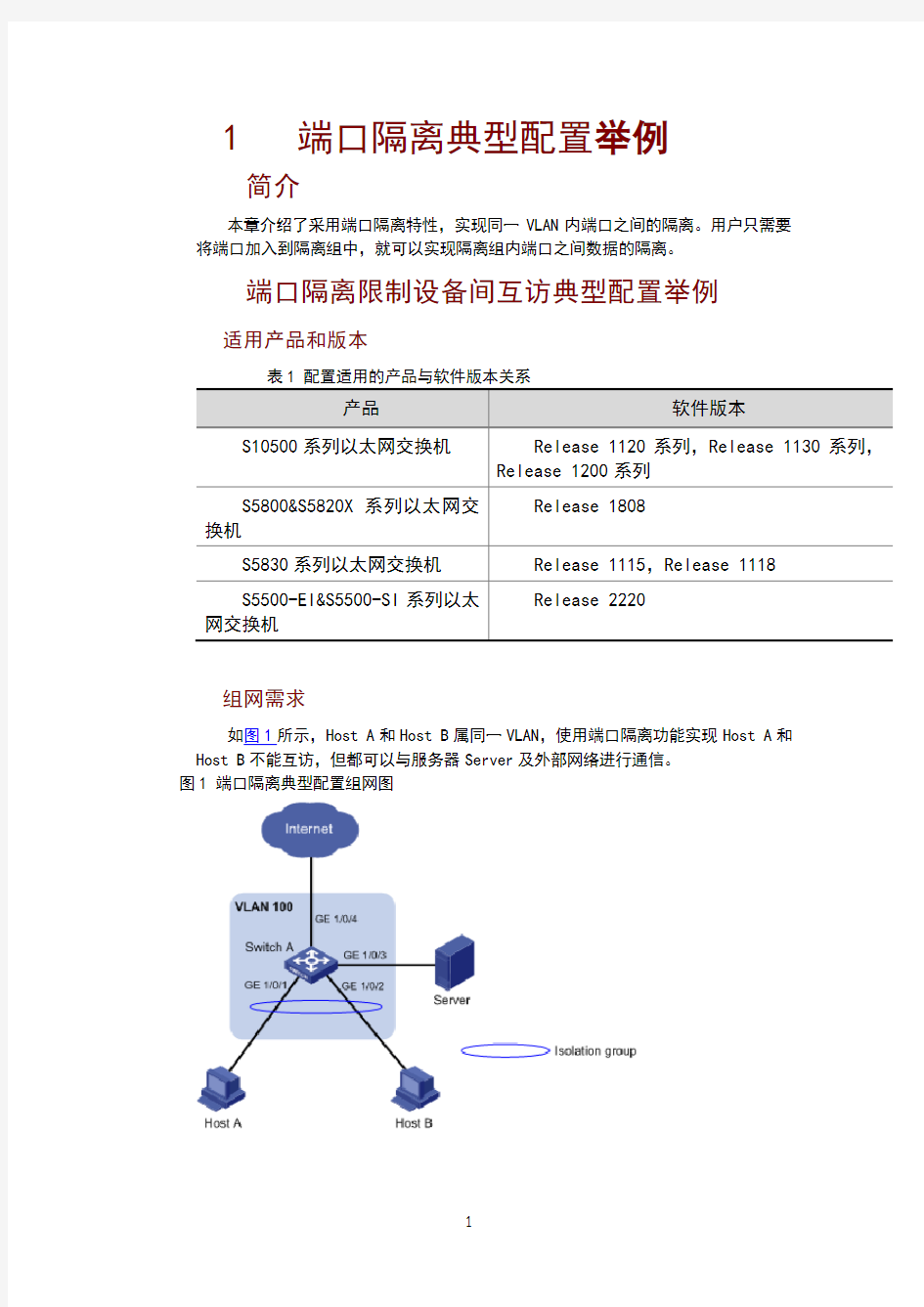 端口隔离典型配置举例