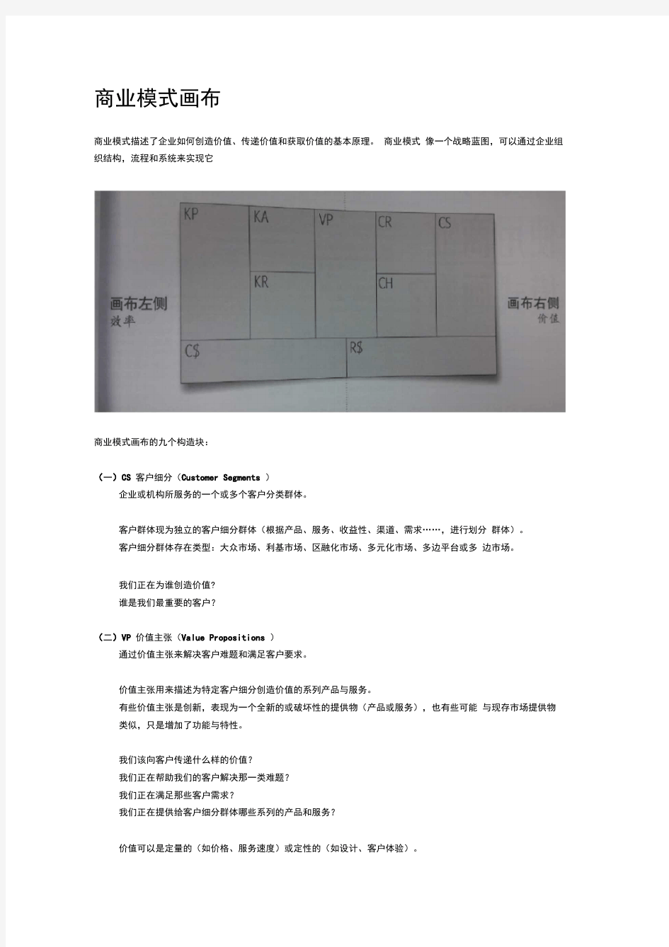 商业模式画布(商业模式新生代)