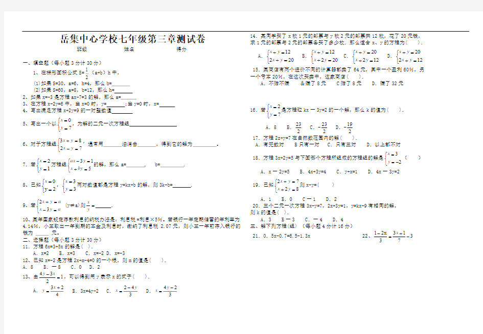 一元一次方程与方程组试卷