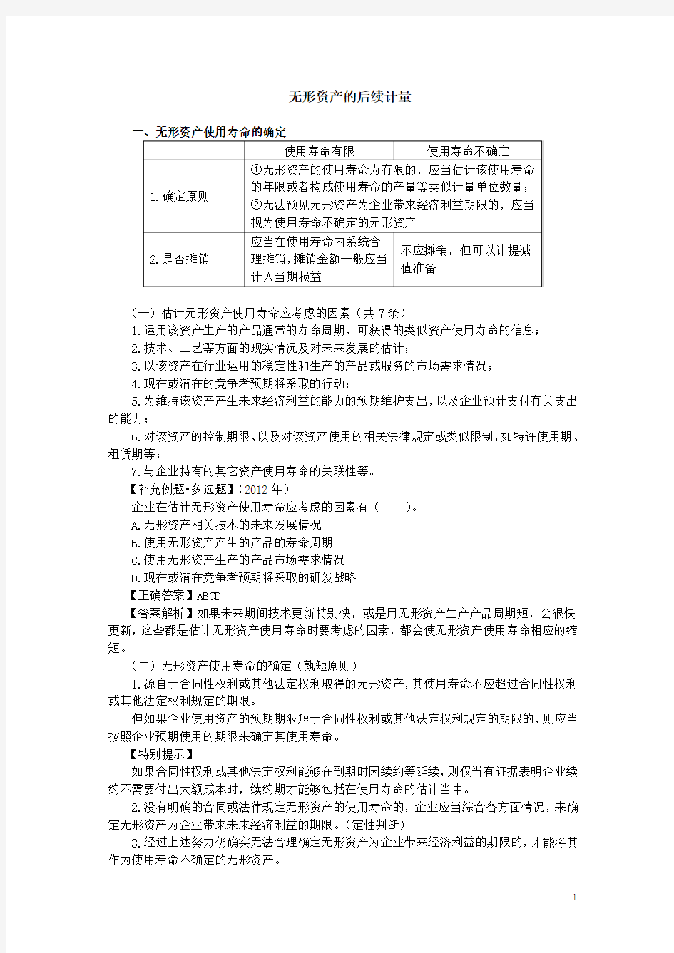 无形资产的后续计量