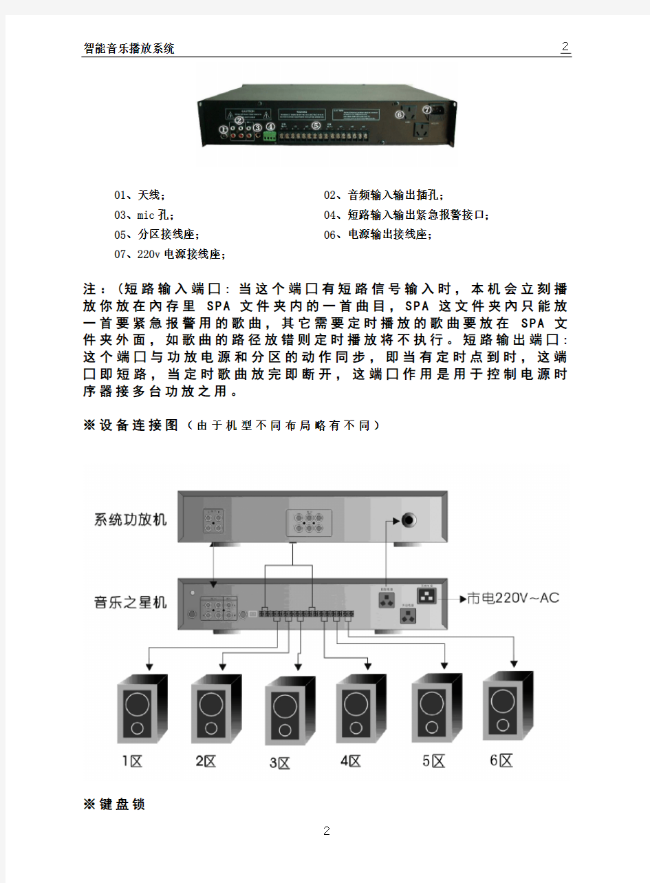 MP3智能音乐播放系统6区说明书(内页)要点