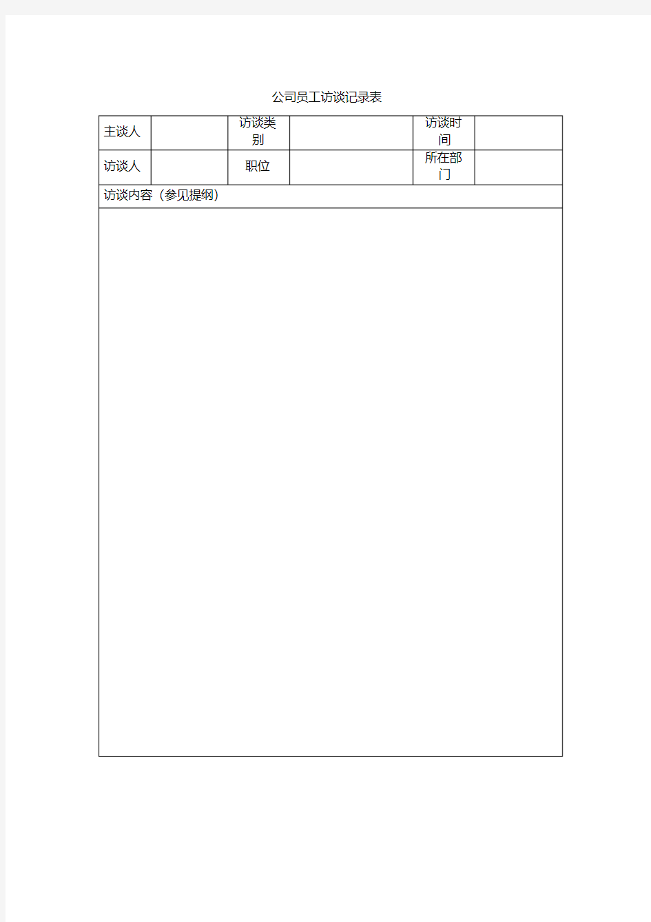 公司员工访谈记录表