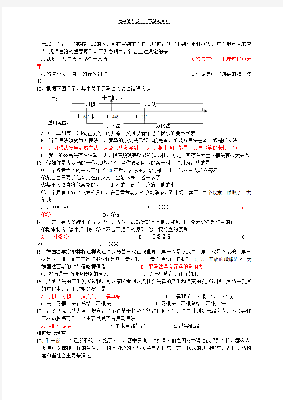 高中历史必修一第二单元测试题 .