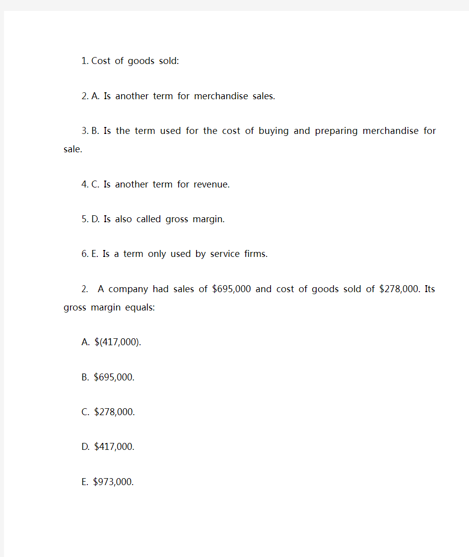 ACCA F3 例题  chapter 5 test