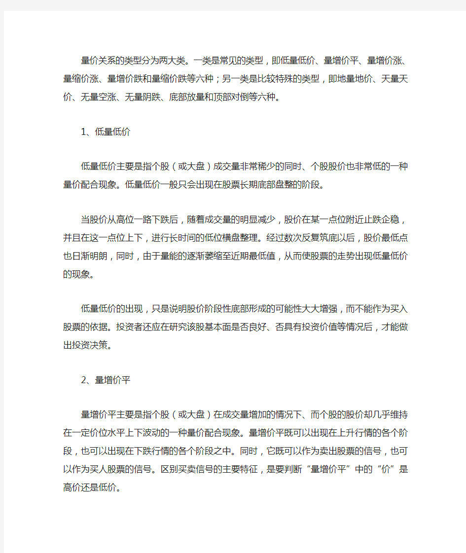 股票六种量价关系精辟分析