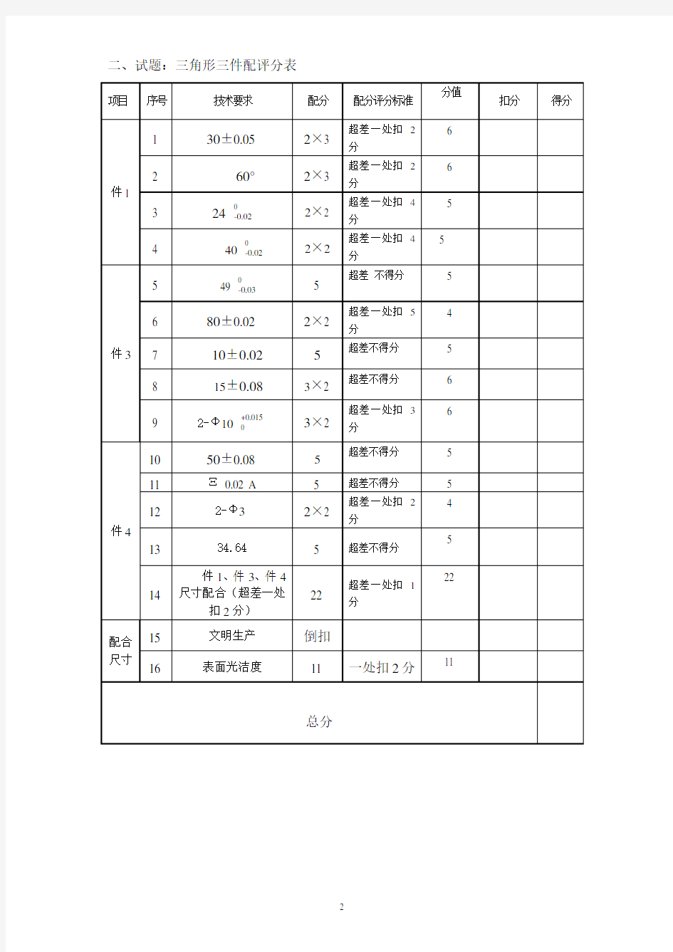 技能鉴定实操考试题