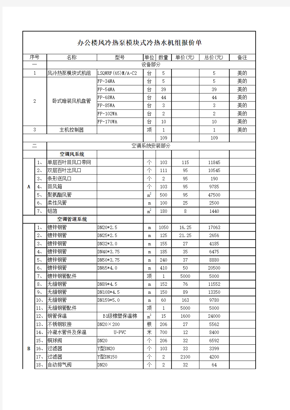 美的风冷模块式冷热水机组