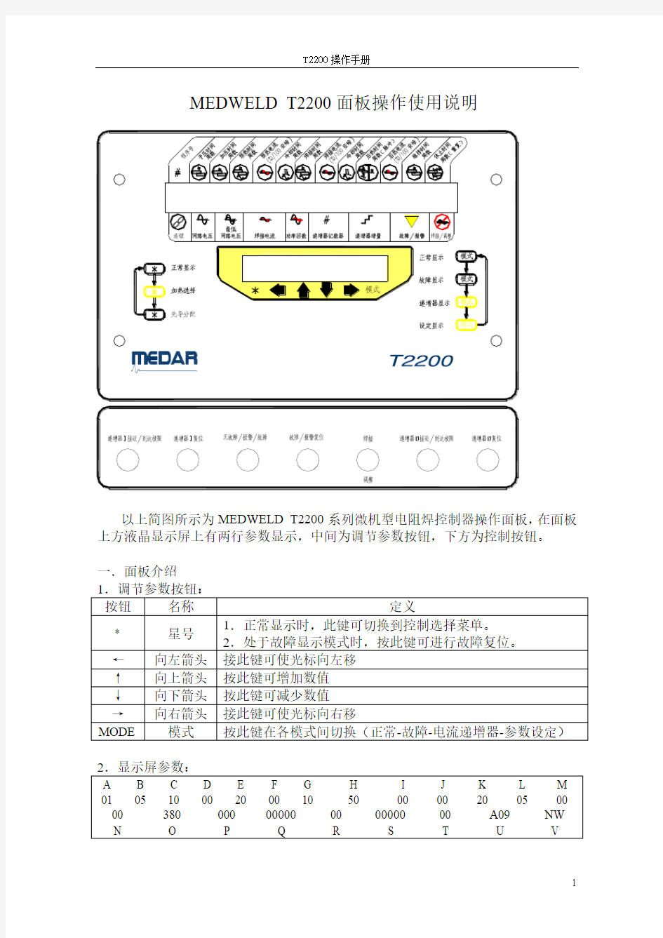 点焊焊机T2200操作手册Q