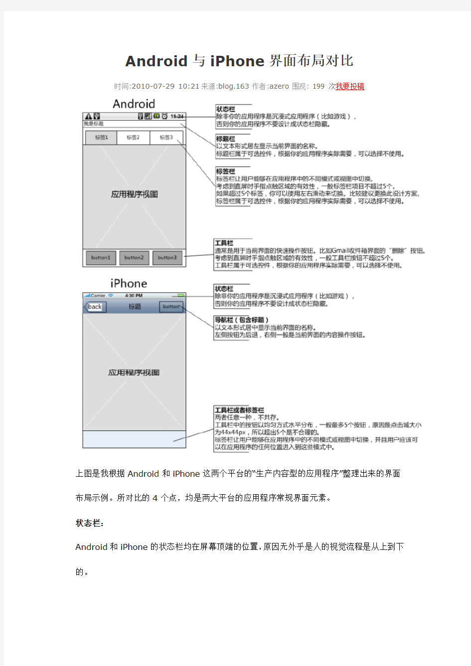 Android与iPhone界面布局对比