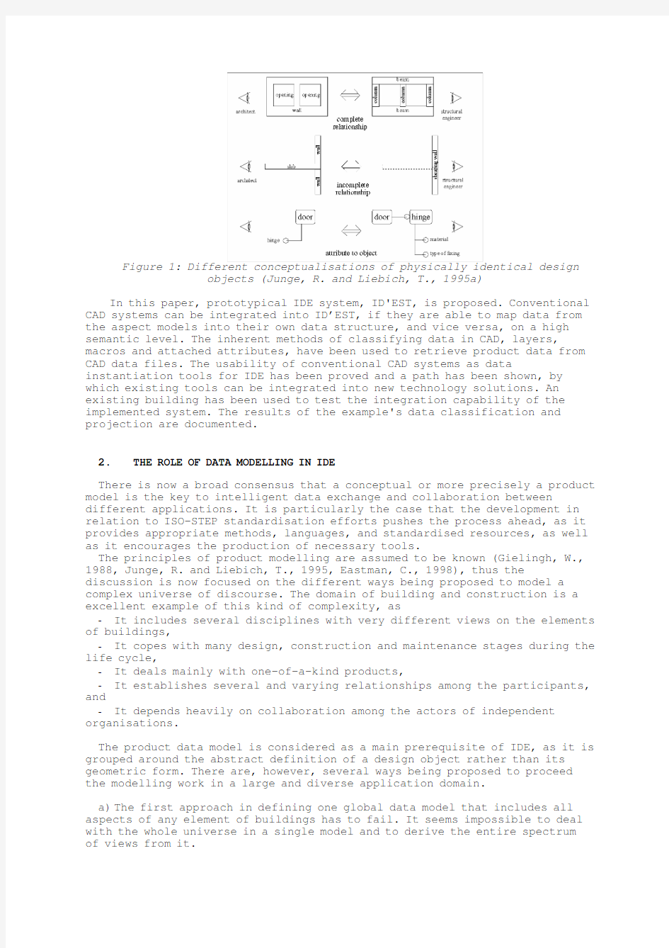 A DATA MODELLING FRAMEWORK AND MAPPING MECHANISM TO INCORPORATE CONVENTIONAL CAD SYSTEMS IN