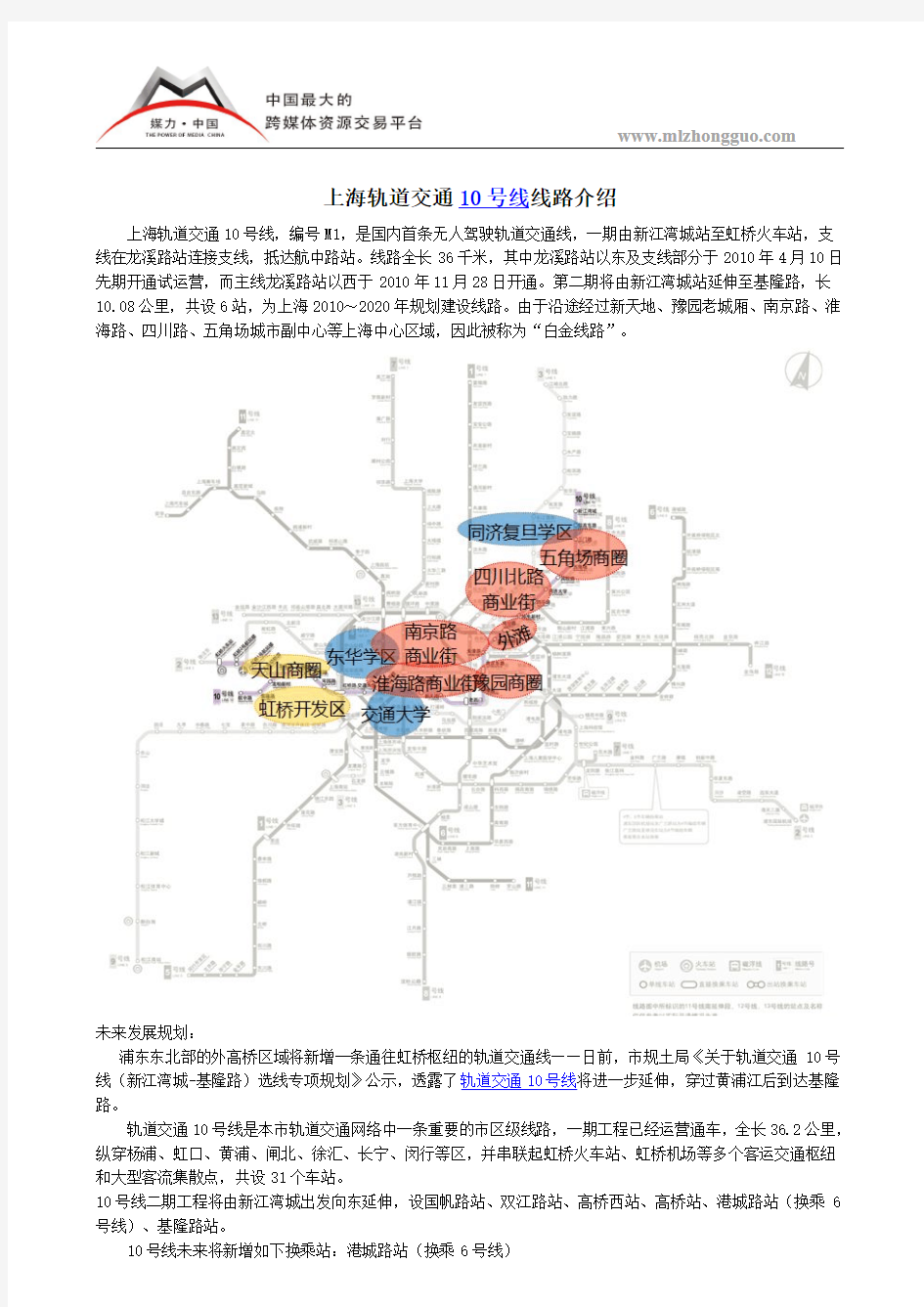 上海轨道交通10号线线路图