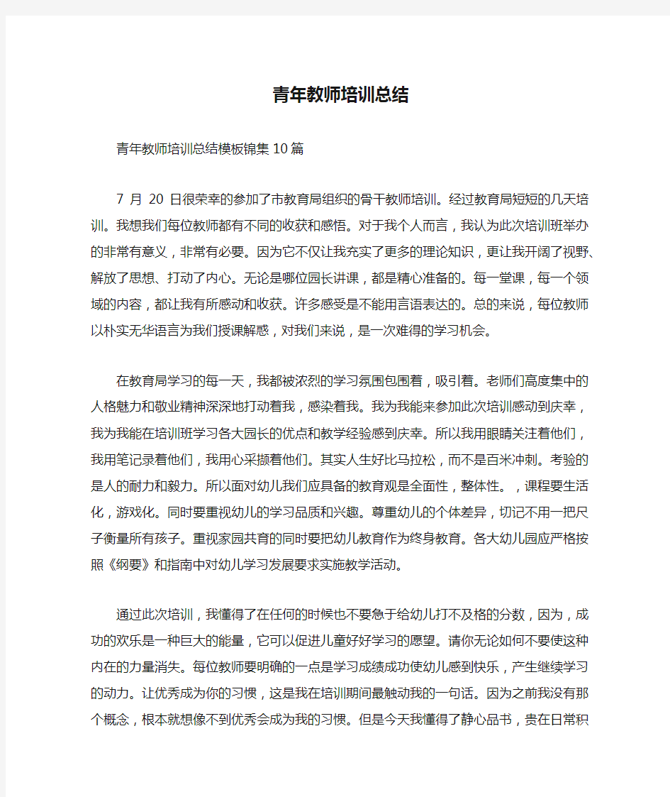 青年教师培训总结