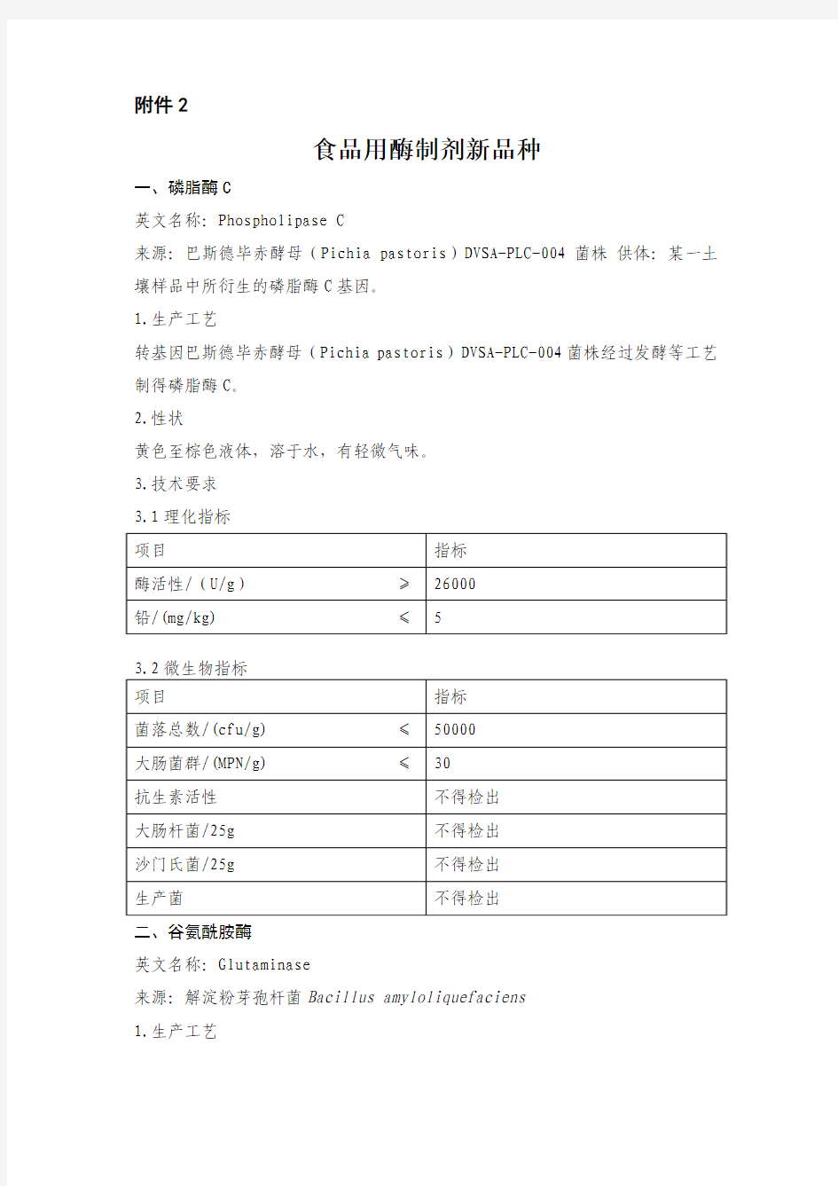 食品用酶制剂新品种