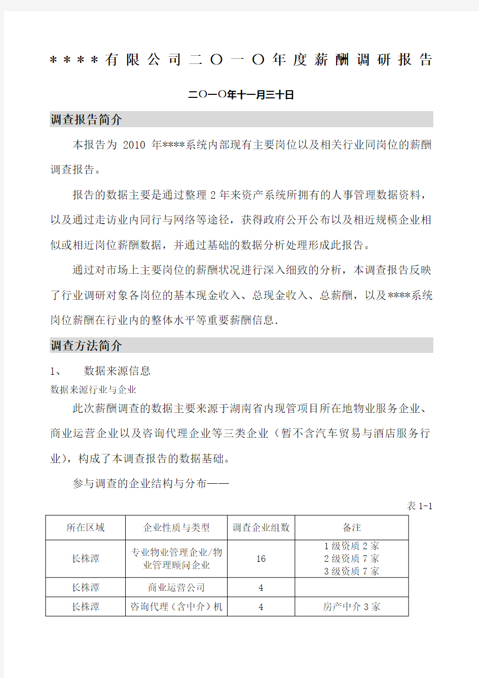 公司薪酬调查报告完整版