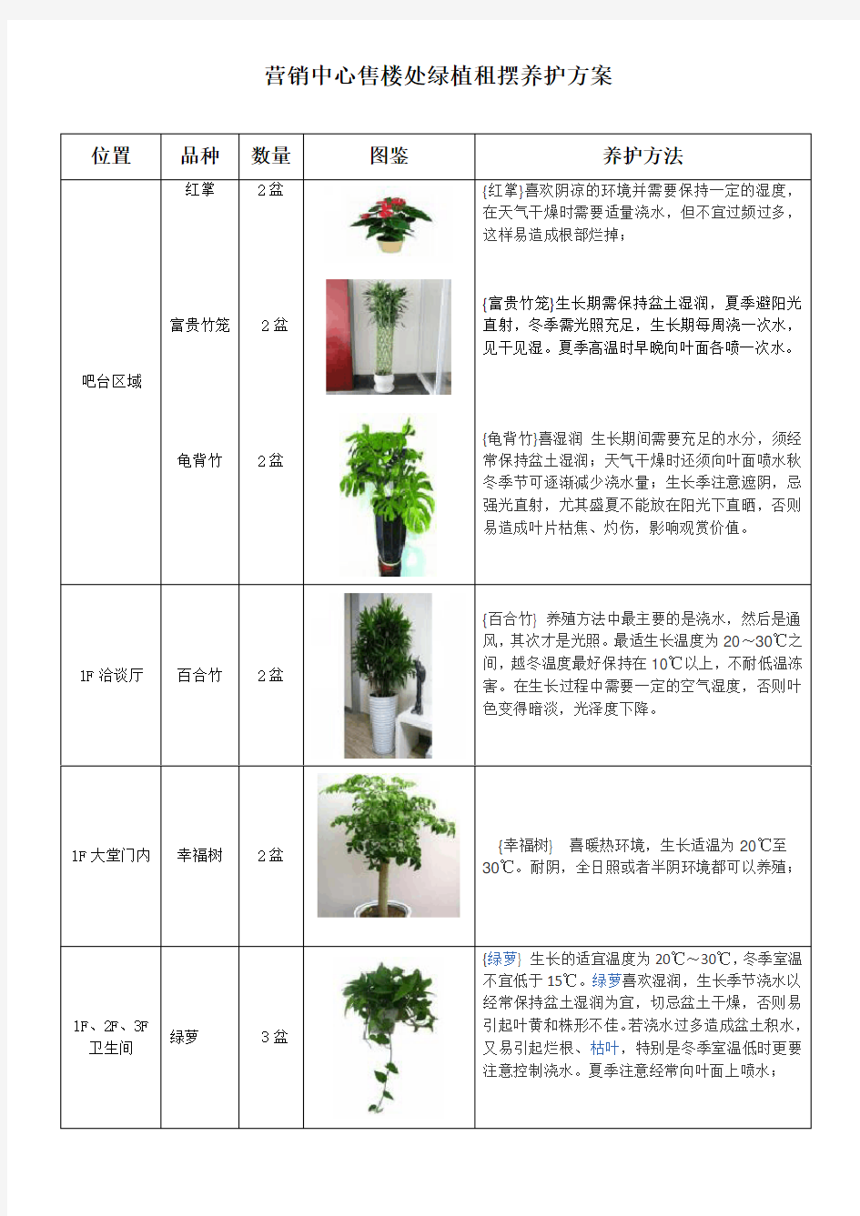 营销中心绿植租摆养护方案