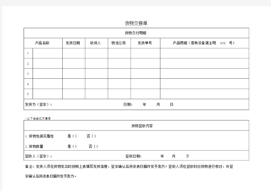 货物交接单