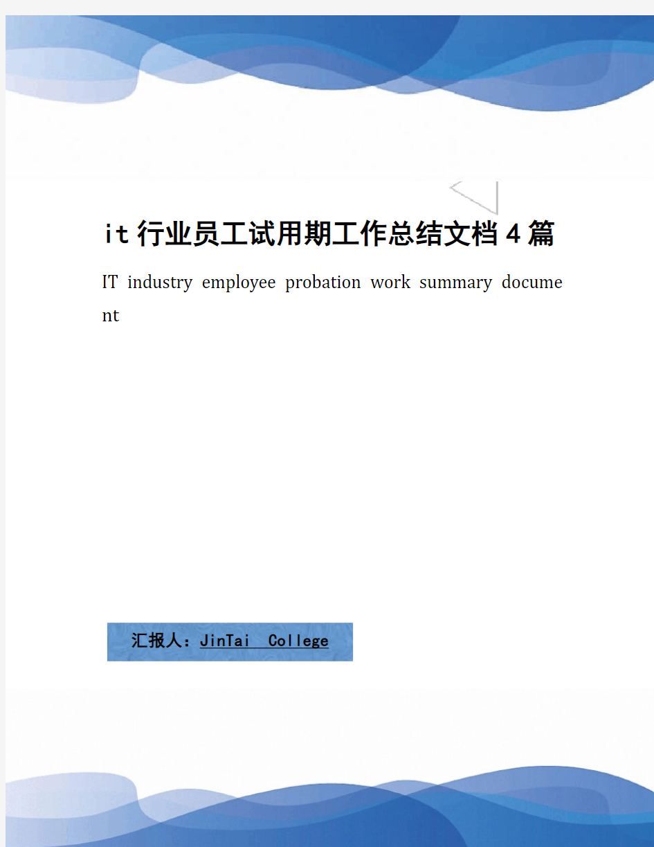 it行业员工试用期工作总结文档4篇