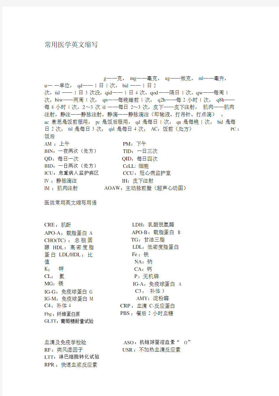 (完整版)常用医学英文缩写.doc