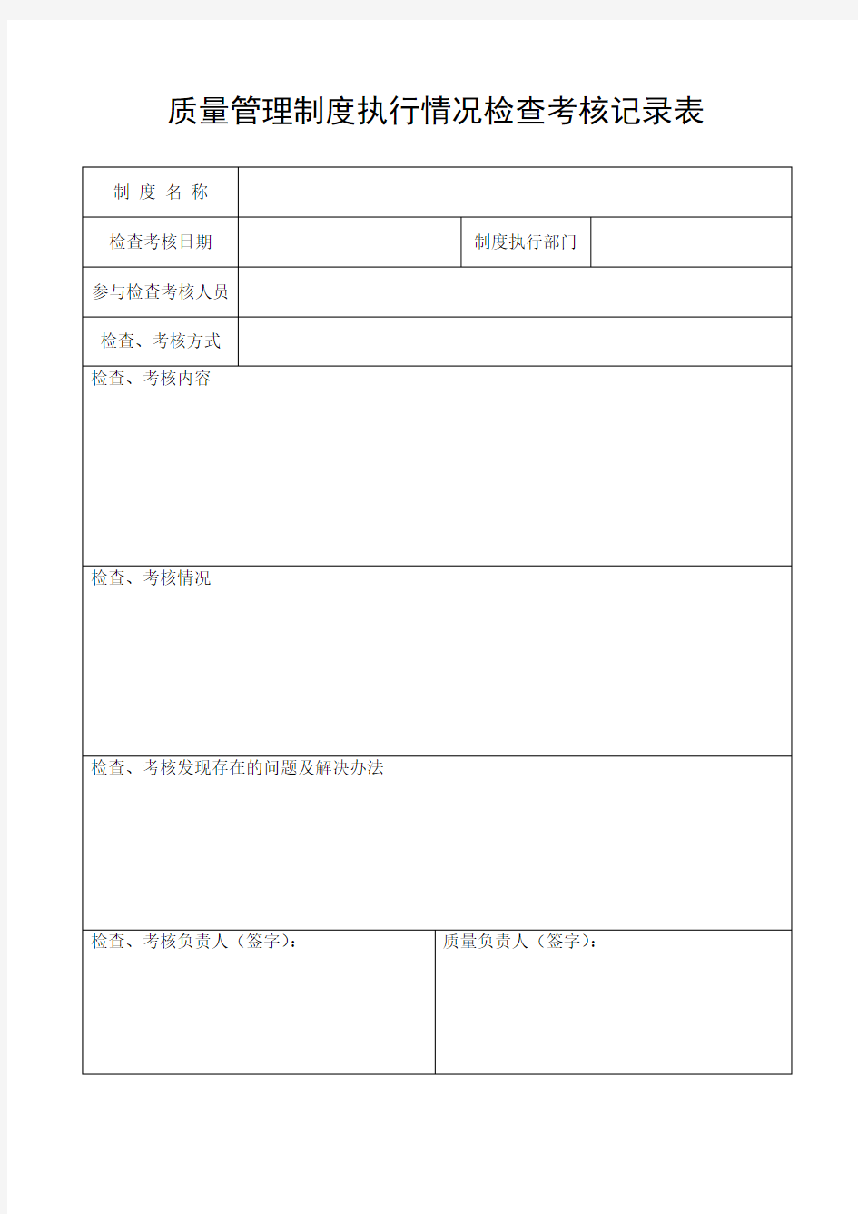 1、质量管理制度考核表