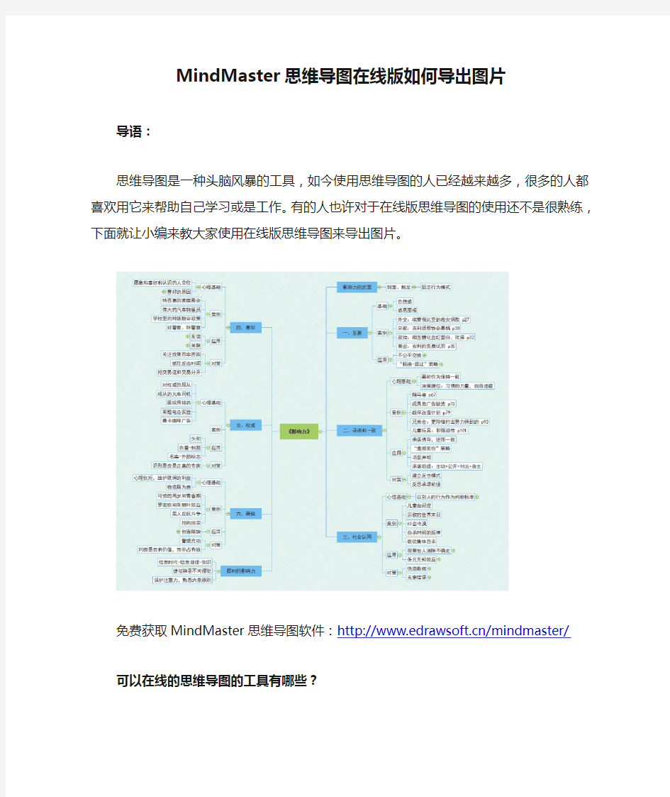 MindMaster思维导图在线版如何导出图片