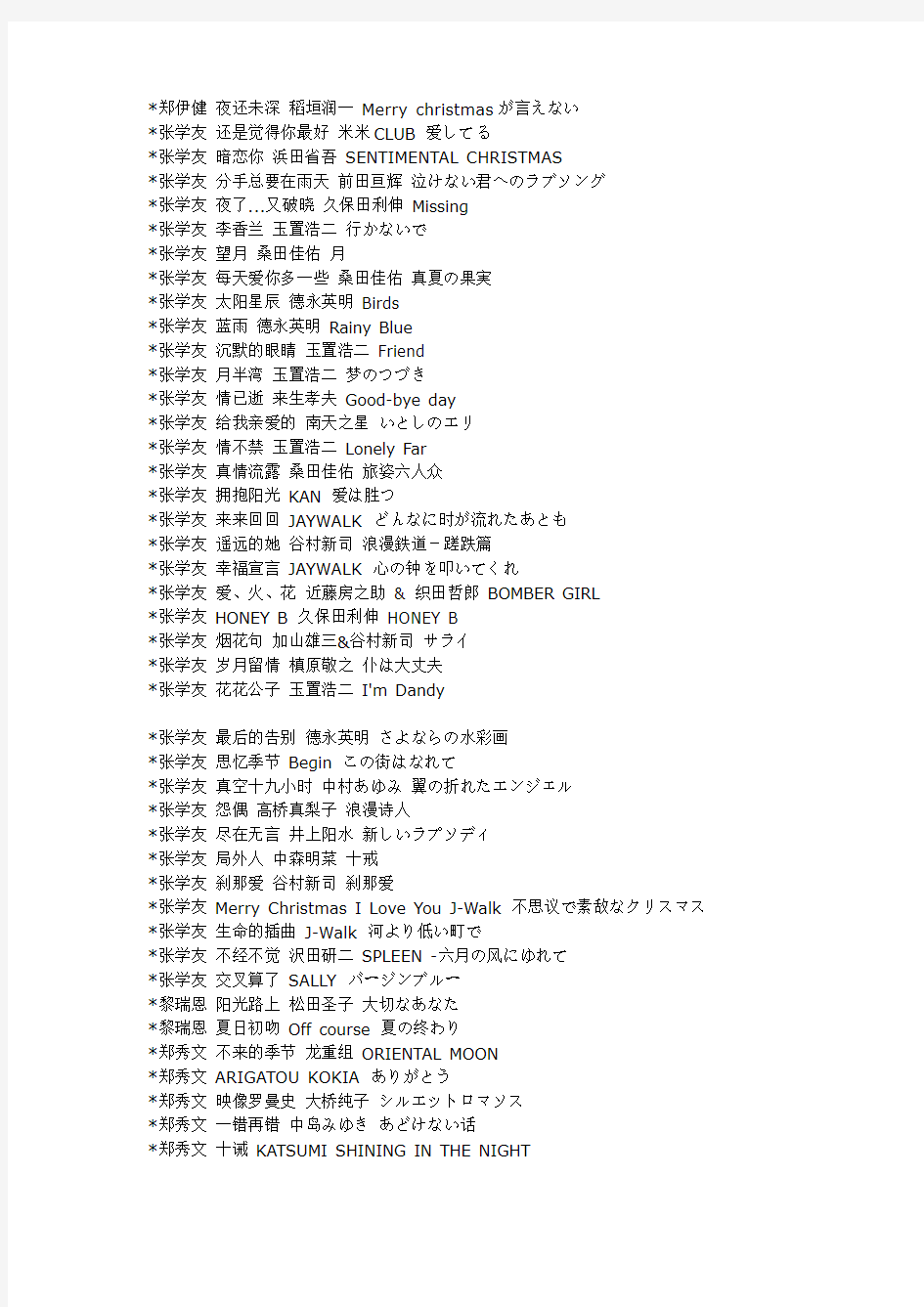 [VIP专享]中文翻唱日语歌曲列表,很多是你想不到的